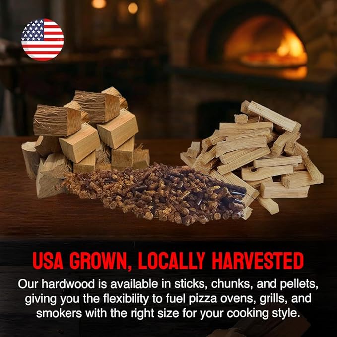 Pizza Oven Wood, 10 to 12‑Inch Firewood Logs, Cherry Hardwood Splits for Wood-Fired Pizza Ovens, USA Made, Sustainably Milled, Approximately 20-25 lbs