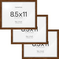 Homeforia Diploma Frame 8.5 x 11 Brown Wood, High End Dark Oak 8.5x11 Certificate Frames, 11x8.5 Document Frames for Wall or Tabletop, 8.5 by 11 Walnut Wooden Frame, Tempered Glass, Wall Kit, Set of 3