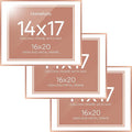 Homeforia 16x20 Diploma Frame Rose Gold, High End Metal 16 x 20 Certificate Frame with Mat 14 x 17, 16by20 Document Frame Matted to 14by17, Graduation Degree Frames, Tempered Glass, Wall Kit, Set of 3