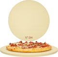 Round Pizza Stone for Grill and Oven- 15 inch Baking Stone Heavy-Duty Cordierite Pizza Stone for Bread, Cookies, Heat Proof BBQ Grilling Cooking Stone for Making Crisp Crust Pizza (Beige)