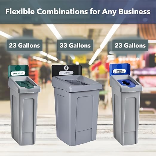 23 Gallon Compost Bin with Hinged Lid – Commercial Organic Waste Container with Liner Cinches and Venting – Green Waste Station for Cafeterias, Offices, and Kitchens