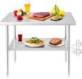 NUUK Stainless Steel Work Table 24" x 36", Commercial Kitchen Food Prep Table with Adjustable Height, Metal Countertop Utility Worktable for Restaurant, Home and Hotel
