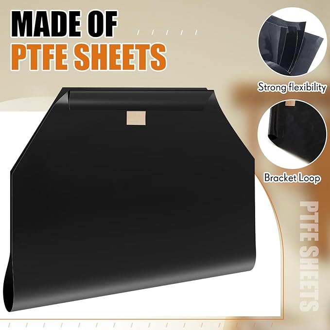 10 Pack L800 Series PTFE Release Sheets with Bracket Loop Compatible with Taylor Clamshell Grill Replaces 080595, 31.5'' x 21'' Non Stick Toaster Release Sheets PTFE Liner for Bread, Buns