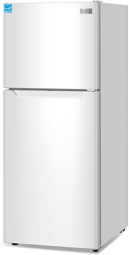 BLACK+DECKER 10 Cu. Ft. Top Mount Refrigerator with Freezer, 2 Door Refrigerator with Top Freezer and Adjustable Temperature Control, ENERGY STAR, BR1000HW, White
