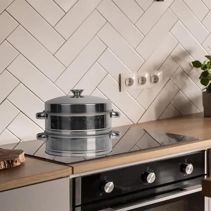 ARTIBETTER Stainless Steel Food Steamer 2-tier Cooking Steamer with Cover for Dumplings and Buns Household Steam Basket for Small Commercial Use
