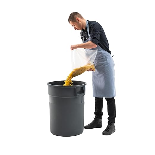PRO&Family Commercial Round Trash Can, Ingredient Bin, Heavy-Duty Plastic, Anti-Static, Kitchen, Office, Outdoor Use (Gray, 32 Gallon)
