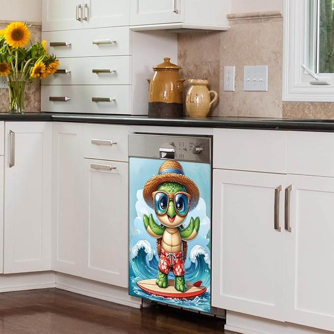 Dishwasher Magnet Cover Animal Turtle Ocean Dishwasher Decorative Cover Front Dishwasher Door Cover Reuseable Dishwasher Cover Panel Decal for Kitchen Refrigerator Home Appliances 23" X 26"