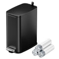 1.6 Gallon Bathroom Trash Can with Lid Step Pedal, Soft Close, Small Black Stainless Steel Garbage Can with Removable Inner Bucket, Slim Fit for Narrow Spaces Bedroom Office