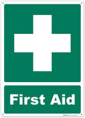 Brimar - 10" x 14" - First Aid Sign - Polyethylene Plastic - Bold Text And Symbol - Easy Installation
