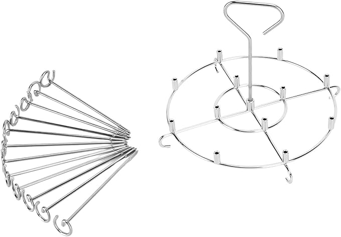 304 Stainless Steel Skewer Stand Set, Multifunction Grill and Dehydration Rack, Fryer Accessories for Pinxia - Food Grade Safety, Durable Design, Ideal for Barbecue and Air Fryer (6QT)