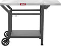 Movable Grill Table with Folding Side Table, Pizza Oven Table as BBQ Food Prep Cart with Undershelf for Outdoor & Indoor Use, 43" L x 20" W Stainless Steel Tabletop, Gray