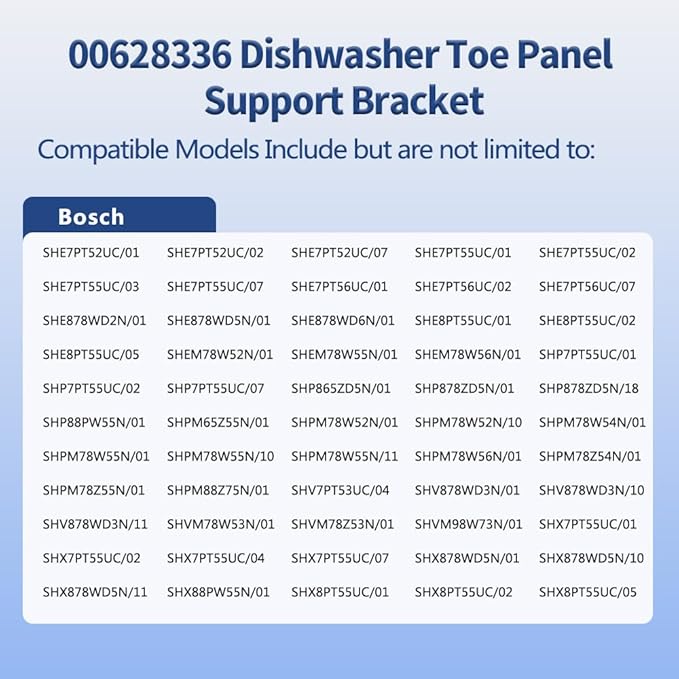 00628336 Dishwasher Toe Panel Bracket Replacement Part for Bosch, Replaces AP5691119, 3278461, 628336, PS8729243