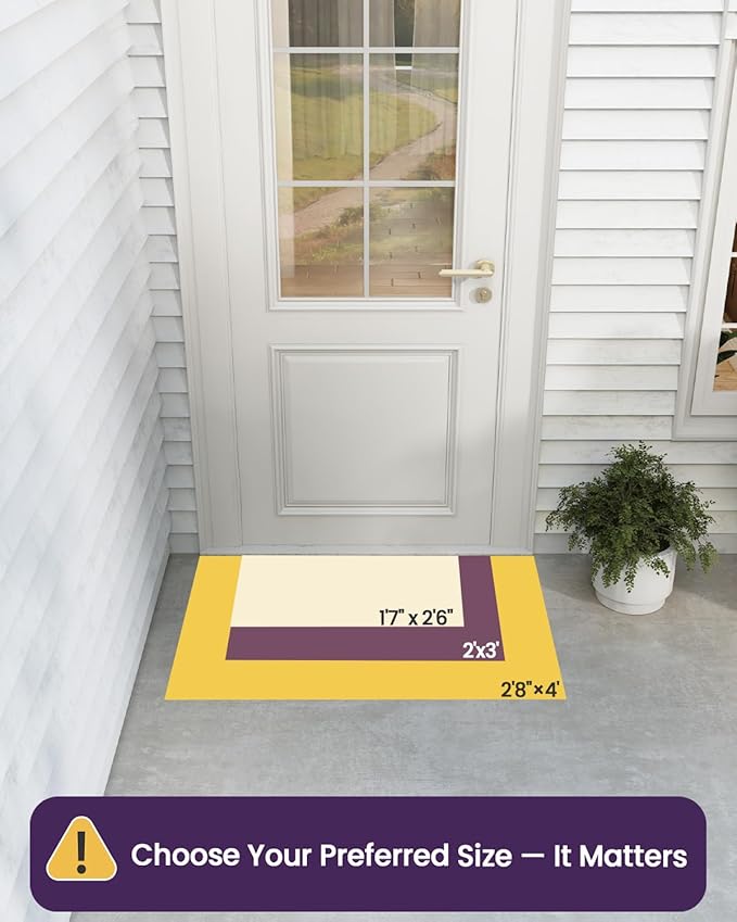 DEXI Front Door Mat Outside Entrance Rubber 32x48, Welcome Floor Doormat Heavy Duty Non Slip, Dirt Trapper Waterproof Exterior Entry Mats All Weather for Patio Entryway Drainage, Grey
