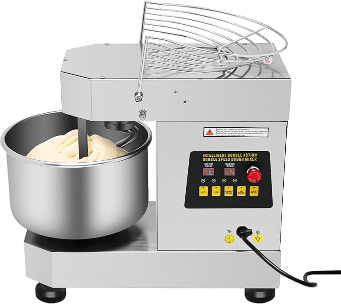 Commercial Food Mixer, 750W Dough Kneading Machine with Food-grade Stainless Steel Bowl, 10.5Qt Capacity, 100/200r/min, Dough Mixer Machine for Restaurant Bakeries Pizzeria