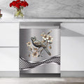 Imitation Stainless Steel Design Bird Painting Dishwasher Magnet Cover Panel Magnetic Refrigerator Cover Sticker for The Front Door Cover,23W x 17H inchs