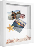 11x14 Shadow Box Frame Display Case, Wood with Plexiglass, Display Case Box for Memorabilia, Medal, Crafts,Tickets and Photos, Picture Frame for Wall and Tabletop (White, 11x14)