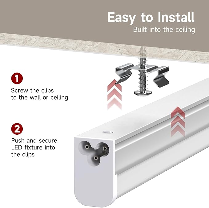 8 Pack T5 LED Shop Light 2FT, 10W, 5000K, 1100LM Super Bright, Linkable Under Cabinet Lighting, Easy Installation Ceiling Fixture for Workshop, Basement, Garage, DIY Projects