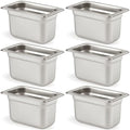 CURTA 6 Pack Anti-Jam Hotel Pans, 1/9 Size 4 Inch Deep, NSF Commercial 18/8 Stainless Steel Chafing Steam Table Pan, Catering Storage Metal Food Pan