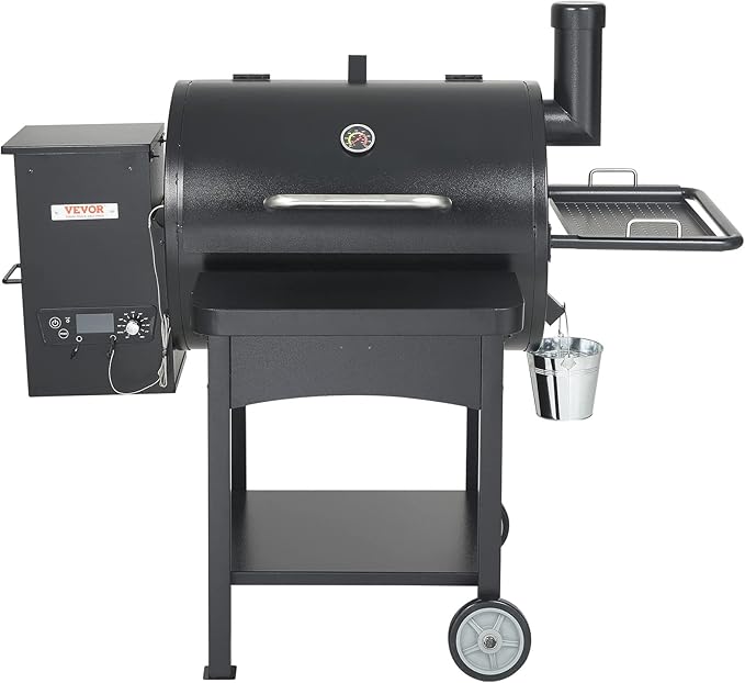 VEVOR Smoker Grill, Portable Wood Pellet Grill with Cart, 500°F Max Temperature, 580 SQ.IN Cook Area, 8 IN 1 BBQ Grill with PID Temperature Control & Meat Probe for Outdoor Cooking, Camping, Backyard