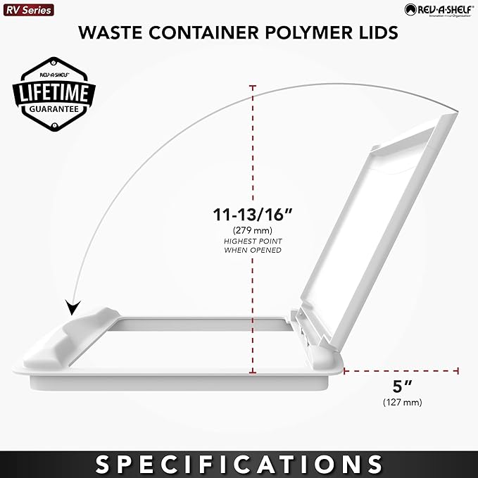 Rev-A-Shelf 50 Qt Under Sink Garbage Can Lid, Kitchen and Bathroom Cabinet, Replacement Plastic Trash Bin Lid Only, White, RV-50-LID-1-1-40, 2 Pack