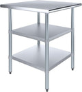 AmGood Stainless Steel Work Table with 2 Shelves | NSF | Metal Utility Table (30" Long x 30" Deep)