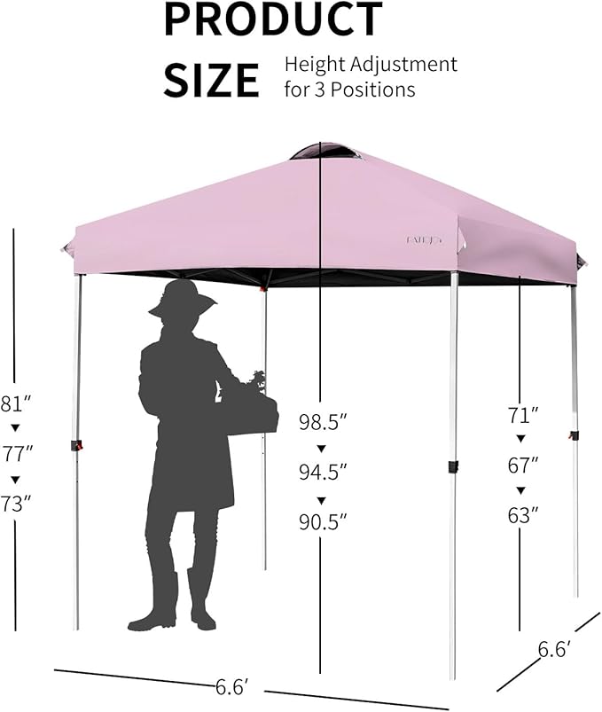 Tangkula Outdoor Pop-up Canopy Tent, 6.6 x 6.6 FT Height Adjustable Commercial Instant Canopy w/Portable Roller Bag, 4 Weight Bags, Outdoor Camping Sun Shelter for Camping, Party