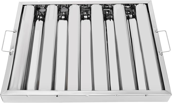 Pack of 6 Range Hood Filter, 19.5" W x 15.5" H 430 Stainless Steel Exhaust Range Hood Filter Commercial 5 Grooves Stove Hood Vent Filter Replacement for Kitchen Restaurants Silver