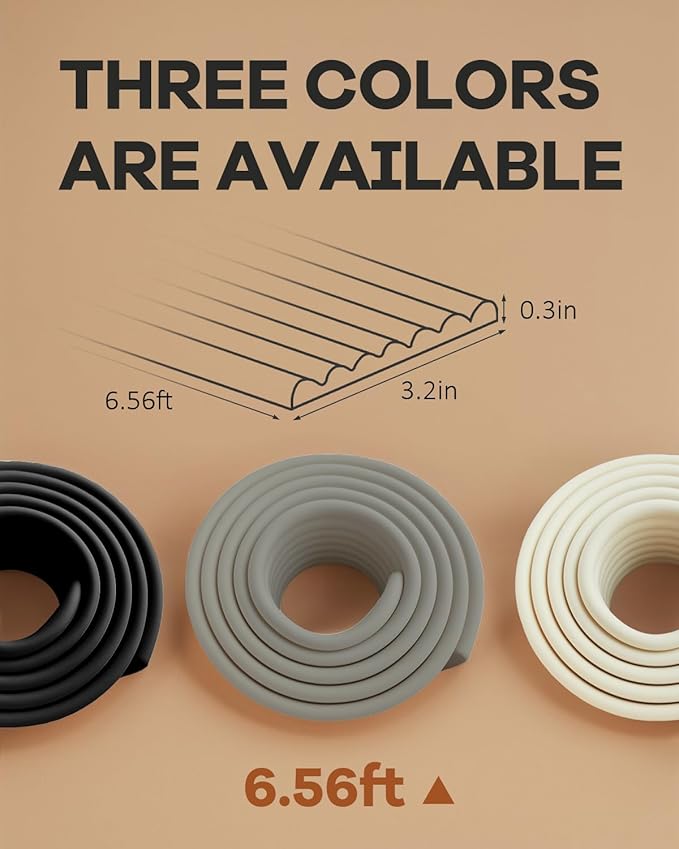 Edge and Corner Guards with Strong Adhesive Extra Thick Baby Proofing Furniture Protector for Table Desk Bed Cabinets Child Safety for Home and Nursery (Grey, 6.56 Feet)