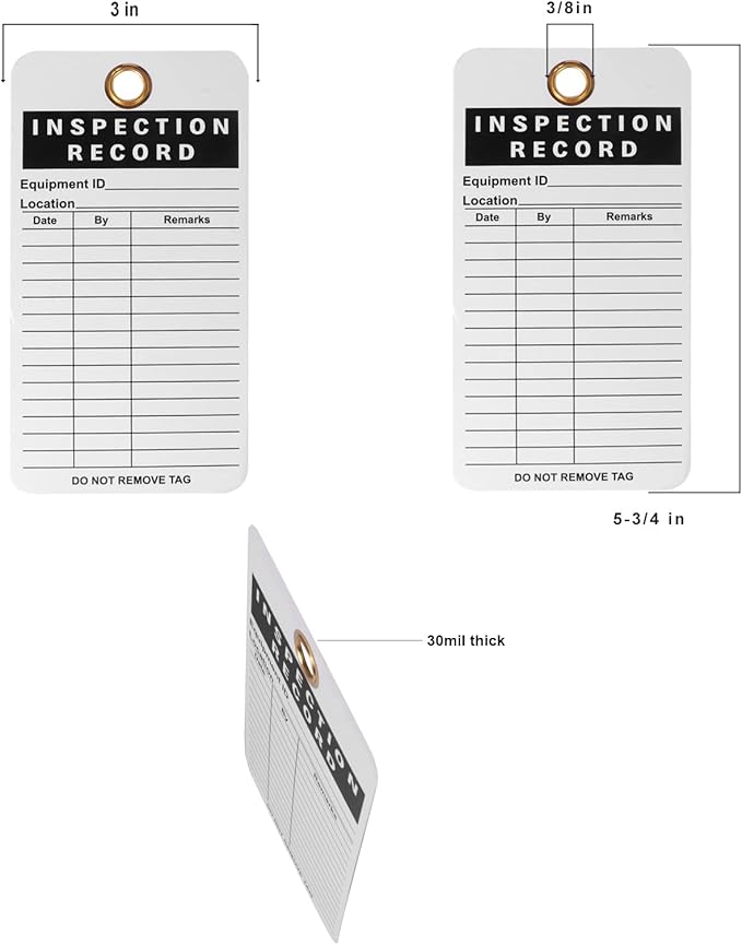 Lionshop Inspection Record Tags for Equipment, Daily Inspection Safety Record Label Tags with Cable Ties for Equipment, Maintenance, Service, Office, 5.75"x 3", Pack of 25