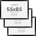 Homeforia 5.5 x 8.5 Business License Frame Black, High End Metal 5.5x8.5 Certificate Frames, 8.5x5.5 Document Frames for Wall or Tabletop, 5.5 by 8.5 Picture Frames, Tempered Glass, Wall Kit, Set of 3