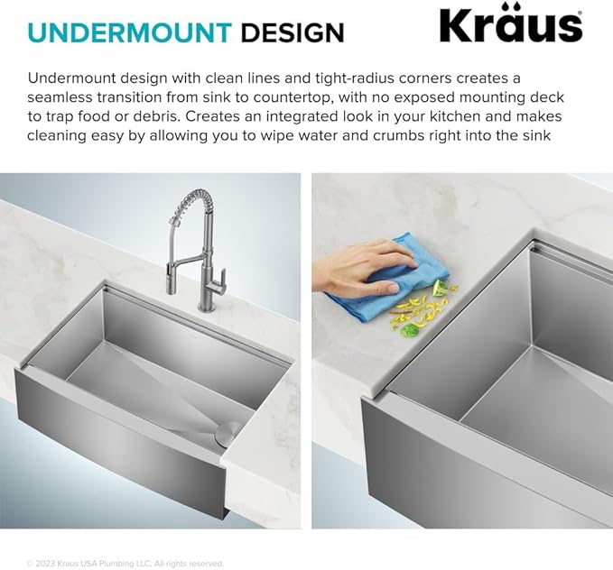 KRAUS Kore 36-Inch Farmhouse Workstation 16 Gauge Single Bowl Stainless Steel Kitchen Sink with Accessories, KWF210-36