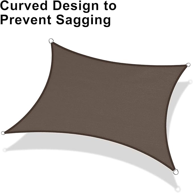 LOVE STORY Custom Size 10' x 20' Brown Sun Shade Sail Canopy Commercial Rectangle Sail Shade Fabric for Patio Garden Backyard Pool (Customized)
