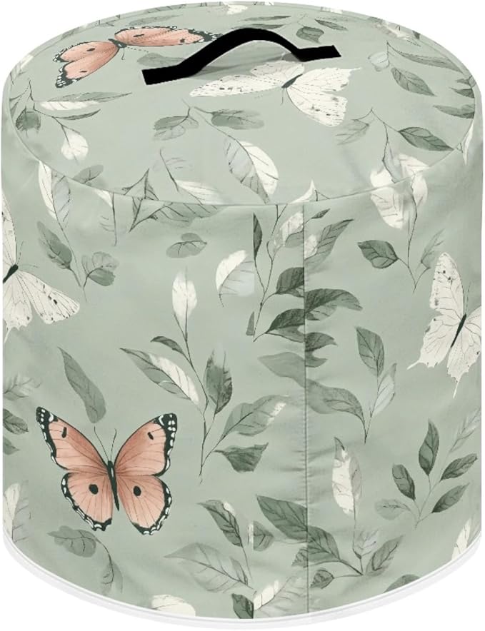 Dust Cover for 6 Quart Pressure Cooker Cover Dust Protection Easy Cleaning Electric Appliance Air Fryer with Pocket Home Decor, Butterfly Leaf Green