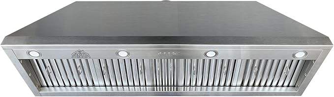 SINDA 60 Inch Built-In/Insert Range Hood, 4-Speed 1260 CFM, Stainless Steel Under Cabinet Range Hood Kitchen Vent Hood with Liner and Internal Motor, 8" Duct, Adjustable Lights, Baffle Filter
