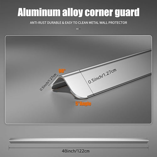 0.5x0.5x48 Inches 304 Stainless Steel Wall Corner Guards (5-Pack) Heavy Duty Rounded Corner Protector, Smooth Folded Edge Design for Wall Protection Stainless Steel Slab