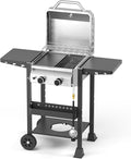Propane Gas BBQ Grill 2-Burner Barbecue Grills with Cast Iron Frying Pan and Grates Combo, 16000 BTU Output Stainless Steel Grill for Outdoor Cooking, Patio, Backyard Party