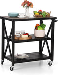 Sophia & William Outdoor Grill Cart Movable Food Prep Table Rolling BBQ Trolley Pizza Oven Stand with Ceramic Wood-Like Tabletop and Lockable Wheels, 35" W x 20.7" D x 35.4" H