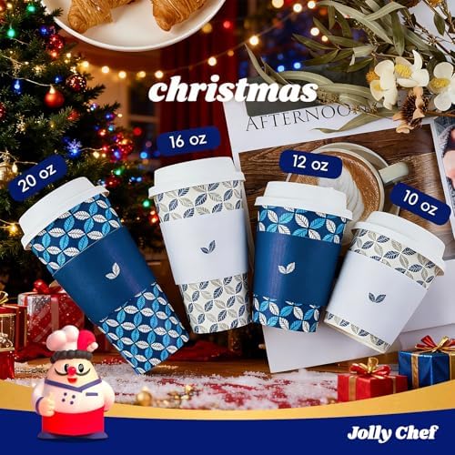 JOLLY CHEF 100 Pack 20 oz Disposable Coffee Cups with Lids Paper Cups - Image 6