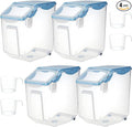 Umigy 4 Pack Rice Storage Container With Wheels Plastic Airtight Lid Flour Container Bin for Dog Pet Cereal Grain Dry Food, 15 Liter / 30 lbs (Blue)