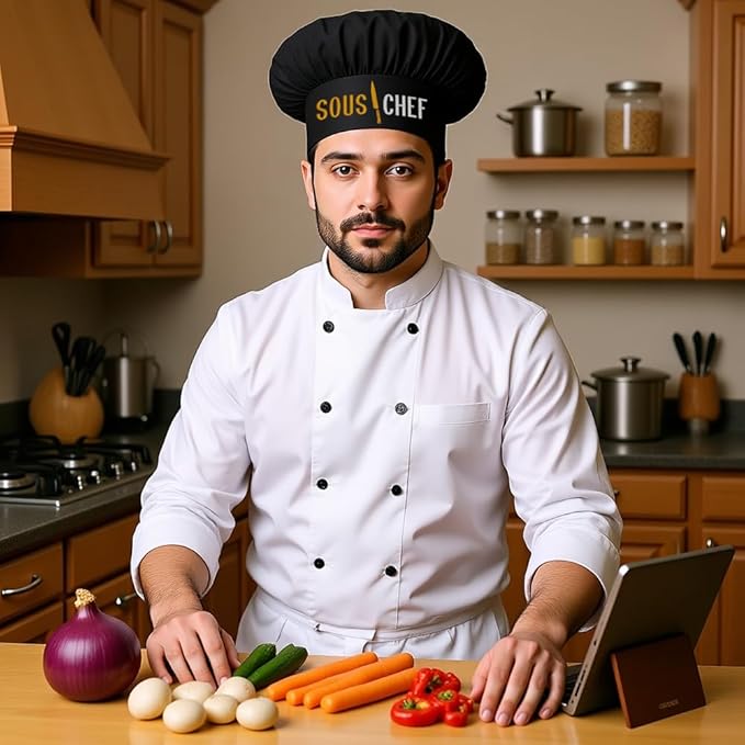The Apron Place Adjustable Professional Chef Hats, Multiple Personalized Embroidered Designs to Choose from, Made in The USA