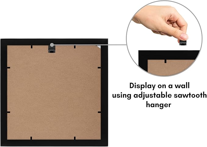 Americanflat 10x10 Picture Frame with Shatter-Resistant Glass - Use as 8x8 Frame with Mat or Display 10x10 Photo Without Mat - Signature Collection - Square Frames for Wall Display - Black