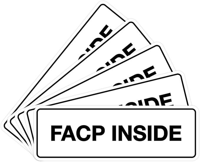 Signs ByLITA Standard FACP Inside Sign | Fire Safety Signage (White) - Small 5 Pack