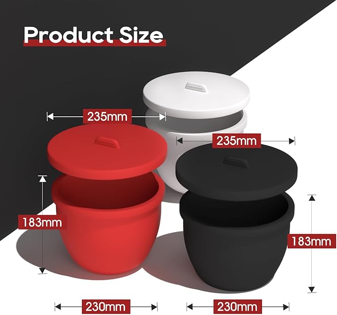 Silicone Bowl Liners for 5 Qt KitchenAid Mixers,3 Liners with Lids,Compatible with Stand Mixers,Non-Stick,Dishwasher Safe,Kitchen Accessory,White&Red&Black