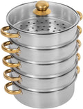 Stainless Steel Steamer Pot, 11.8-Inch Steamer for Cooking, 5-Tier Food Steam Pots with Lid for Cooking Vegetables, Seafood, Soups, Stews, Dumplings and Pasta