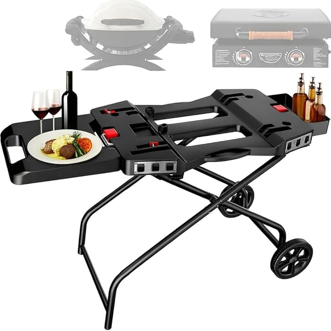 Outdoor Grill Stand for Weber Q1200, Q1000, Q2200, Q2400, Portable Grill Cart for Blackstone 17"& 22" Table Top Griddles, for Weber Grill,Griddle Stand for Blackstone,for Travel and Camping