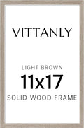 Vittanly 11x17 Picture Frame, Solid Wood Frame with Plexiglass, Includes 8x12 Mat, Wall Hanging for Photos, Home Decor, Light Brown, 1 Pack