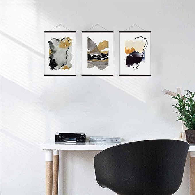 FALAMON 3 Pack Magnetic Poster Hanger Frame, 11x14 11x17 11x22 Magnet Poster Frame for Posters, Prints, Photos, Pictures, Maps, Scrolls, and Canvas Artwork (Black, 11")