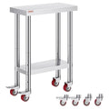 Vevor Stainless Steel Work Table with Wheels 24 x 12 x 32 Inch Prep Table with 4 Casters Heavy Duty Work Table for Commercial Kitchen Restaurant Business : Industrial & Scientific
