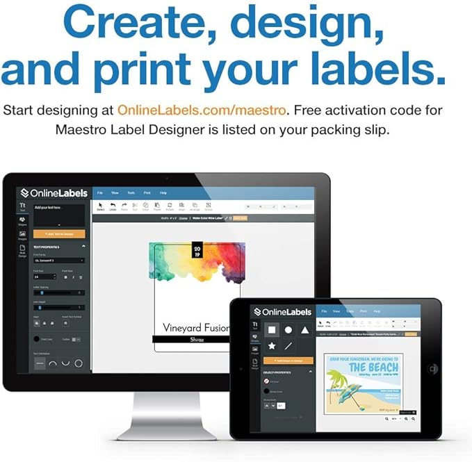 4 x 3.33 Rectangle Shipping Labels - Permanent, White Matte - Wine, Pallet Labels - 6-Up - Pack of 6,000 Labels, 1,000 Sheets - Inkjet/Laser Printers - Online Labels