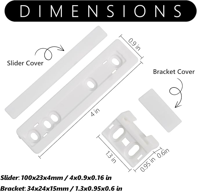 4Pcs Universal Integrated Fridge Freezer Door Slider with Screws, Fridge Door Mounting Installation Fixing Kit with Barckets and Clips